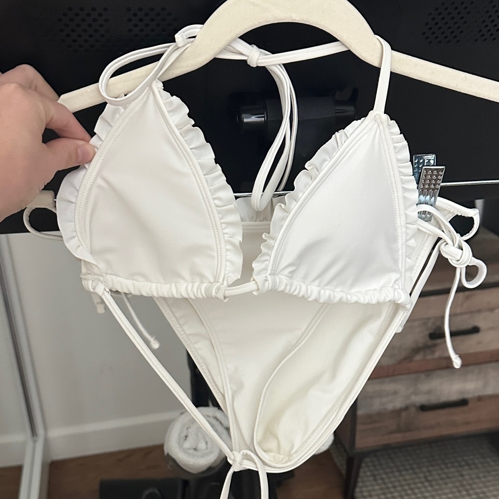 White Ruffled Bikini Set
